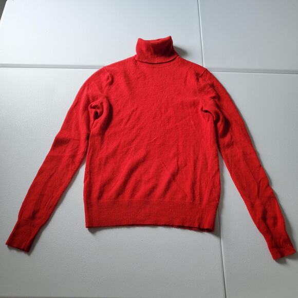 Polo Ralph Lauren Sweater Mens Medium Red Turtleneck Washable Cashmere Pullover - Picture 1 of 6